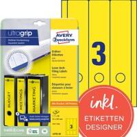 Étiquettes pour dos de classeurs Avery Ultragrip L4755-20 Jaune A4 61 mm 20 Feuilles de 3 Étiquettes