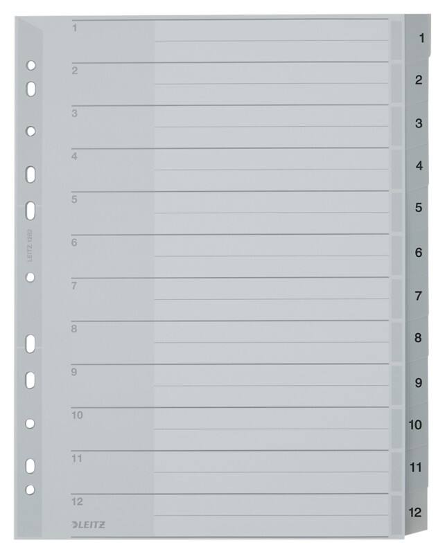 Intercalaires Leitz A4 extra large (full height) 12 intercalaires 1 à 12