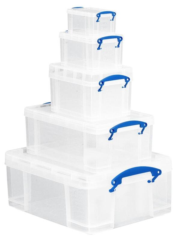 Boîte de rangement Really Useful Box Plastique 1 x 0,7, 1,6, 3, 9, 18 L Transparent 5 Unités
