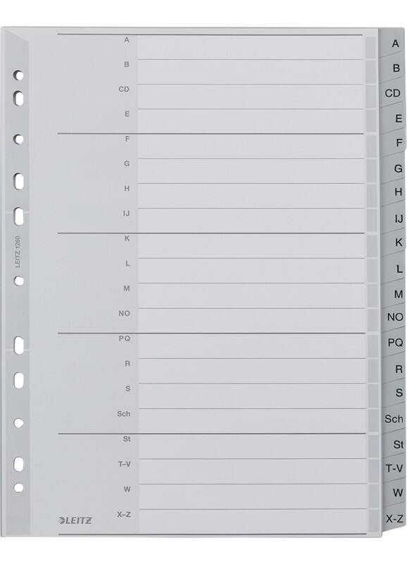 Intercalaire A - Z Leitz A4+ Gris 20 intercalaires PP (Polypropylène) 11 Perforations 1260