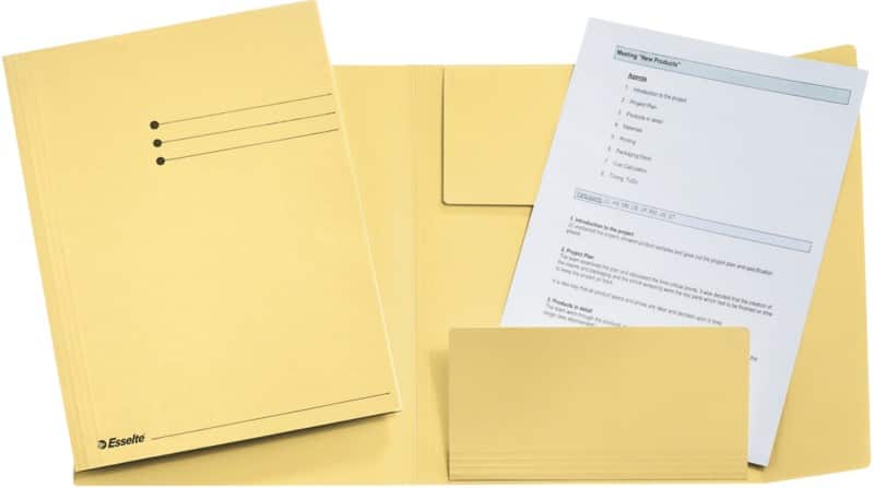 Farde à 3 rabats Esselte Manilla 1033306 A4 jaune carton recyclé 250 feuilles 24 x 31,8 x 2 cm 50 unités
