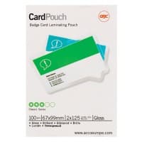 Pochette de plastification Card GBC Carte de visite & Carte de crédit Brillant 125 microns (2 x 125) Transparent 100 Unités