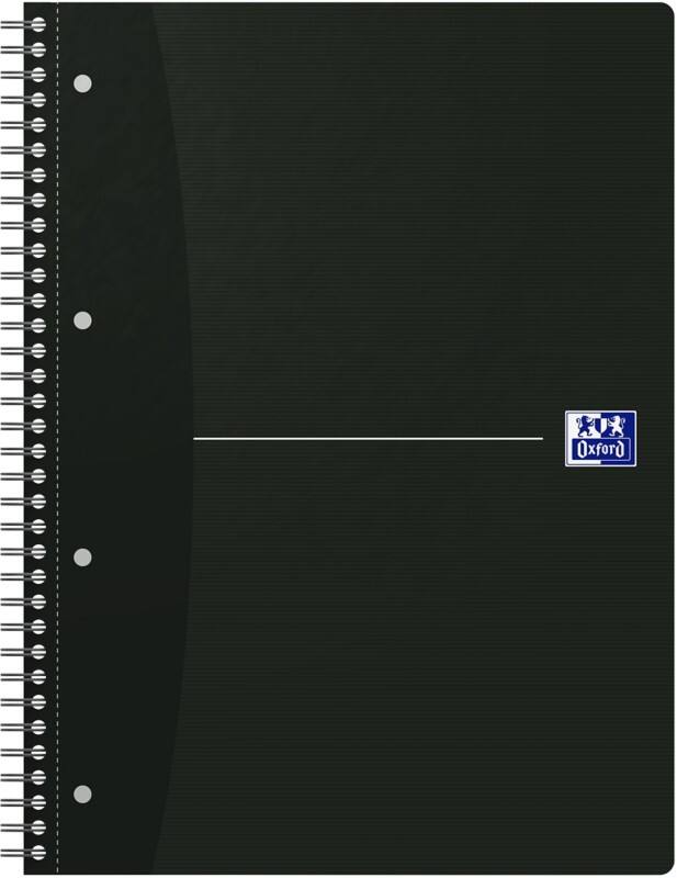 Cahier OXFORD Office Essentials A4+ Ligné Reliure en spirale Carte Noir Perforé 140 Pages