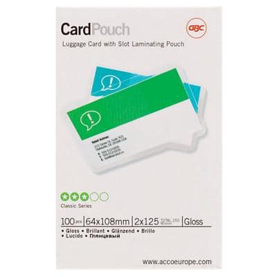 Pochette de plastification Card GBC Brillant 125 microns (2 x 125) Transparent 100 Unités