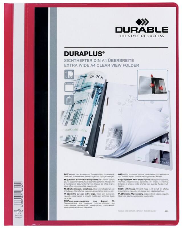 Farde à lamelle DURABLE Duraplus A4 extralarge Rouge Polychlorure de vinyle