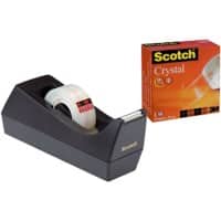 Distributeur de Ruban Adhésif Scotch Crystal Clear C38 noir pour Rouleaux de 33 m