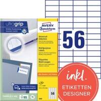 Étiquettes universelles AVERY Zweckform 3668 Ultragrip Blanc A4 52,5 x 21,2 mm 100 Feuilles de 56 Étiquettes