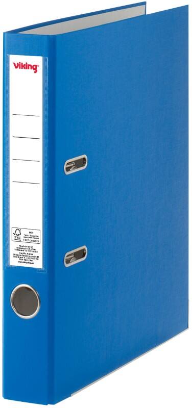 Classeur à levier Viking Étroit A4 50 mm Bleu 2 Anneaux Plastique Mat Portrait