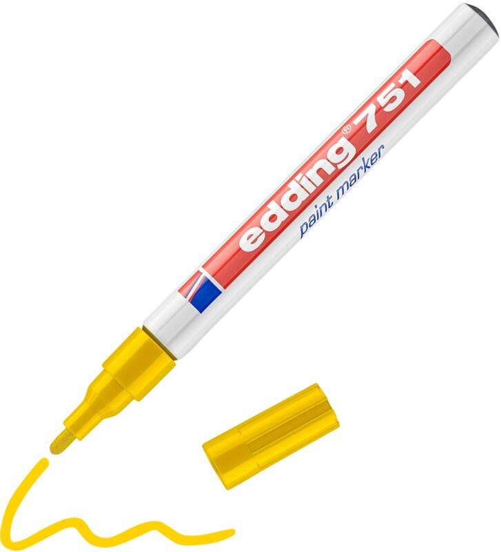 Marqueur peinture edding 751 Permanent Jaune Fin Ogive 1 - 2 mm Résistant à l'eau