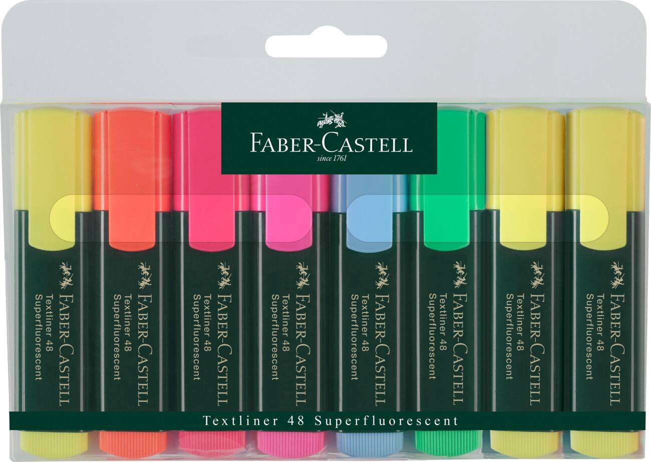 Surligneur Faber-Castell Textliner 48 Biseautée Assortiment 8 Unités
