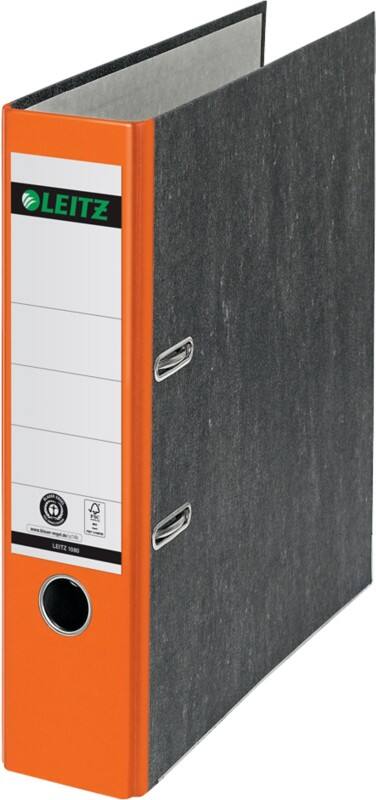 Classeur à levier Leitz Large 180° A4 82 mm Orange 2 Anneaux 1080 Carton Effet Marbre Portrait