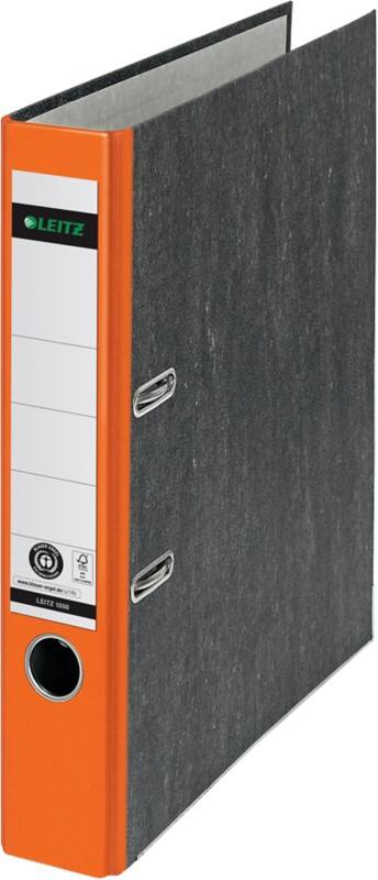 Classeur à levier Leitz Étroit 180° A4 52 mm Orange 2 Anneaux 1050 Carton Effet Marbre Portrait