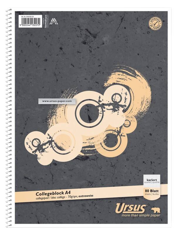 Cahier Ursus Style A4 Quadrillé Reliure en spirale Papier Gris foncé Perforé 160 pages