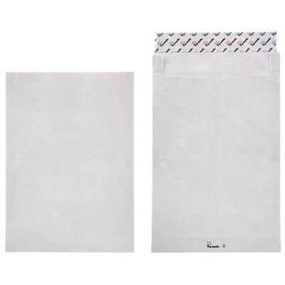 Enveloppes Tyvek Sans fenêtre B4 250 (l) x 353 (h) mm Bande adhésive Blanc 55 g/m² 100 Unités