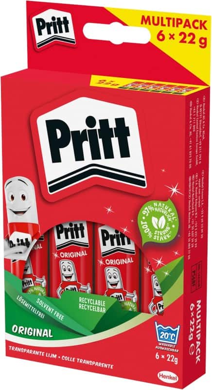 Bâton de colle Pritt 22g Transparent PK6BF 5 + 1 gratuit