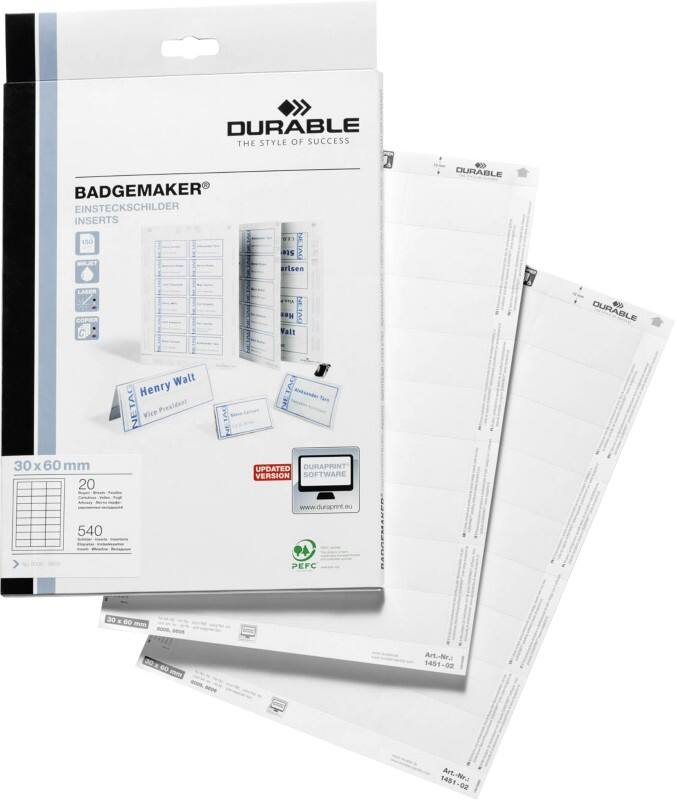 Insert pour badge DURABLE 1451-02 60 x 30 mm 540 Unités