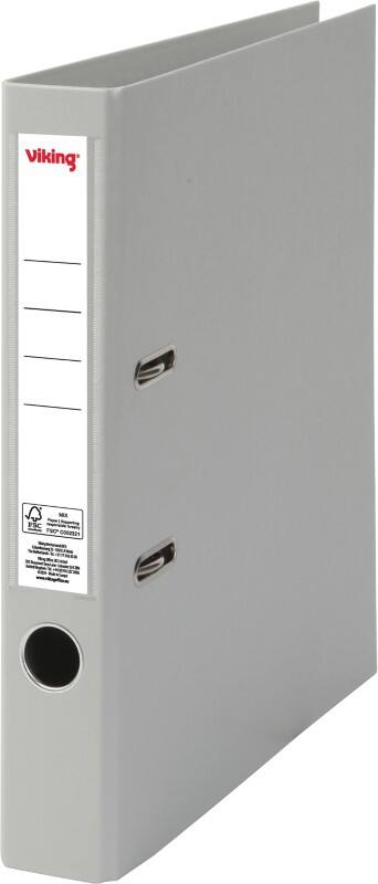 Classeur à levier Viking Étroit A4 50 mm Gris 2 Anneaux Plastique Mat Portrait