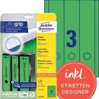 Étiquettes pour dos de classeurs Avery Ultragrip L4754-20 Vert A4 61 mm 20 Feuilles de 3 Étiquettes