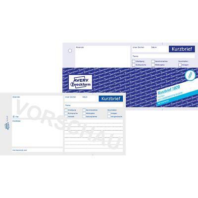 Formulaire de lettre courte AVERY Zweckform 1020 Blanc, bleu C5/6 21 x 9,9 cm 100 Feuilles
