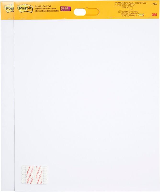Bloc pour chevalet de conférence Post-it Page blanche Sans perforation 51 x 58 cm Blanc 2 Unités de 20 Feuilles