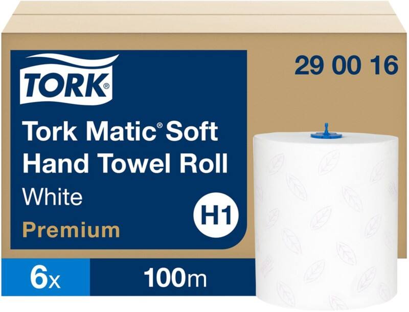 Essuie-mains Tork Matic Premium H1 Rouleau Blanc 2 épaisseurs 290016 6 Rouleaux de 100 m