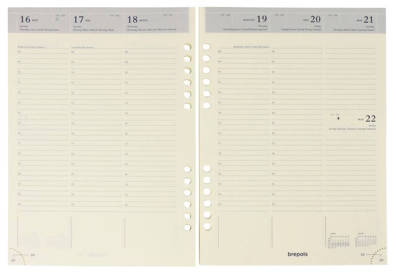 Recharge agenda Brepols A5 1 Semaine sur 2 pages 2026 Crème