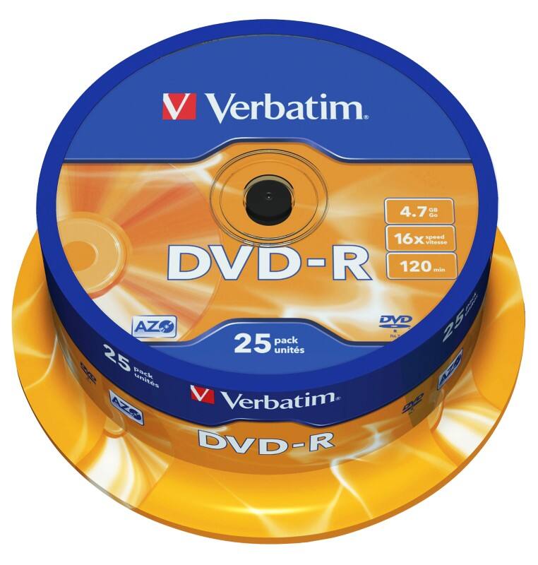 DVD + R Verbatim Argenté mat 16 x 4.7 Go Spindle 25 Unités
