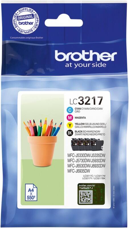Cartouche jet d'encre Brother LC-3217 D'origine Noir, cyan, magenta, jaune Multipack 4 Unités