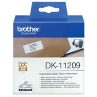 Étiquettes d'adresse Brother QL Authentique DK-11209 DK-11209 Autocollantes Noir sur Blanc 62 x 29 mm 800 Étiquettes