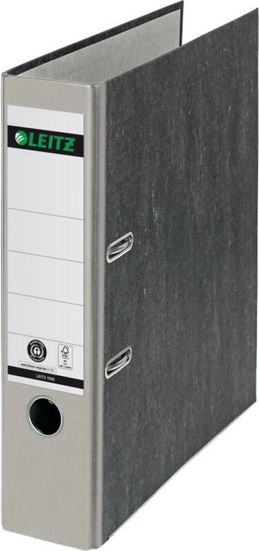 Classeur à levier Leitz Large 180° A4 82 mm Gris 2 Anneaux 1080 Carton Effet Marbre Portrait