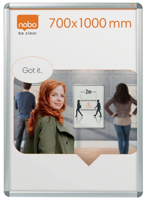 Cadre d'affichage clipsable de mural Nobo Premium Plus 1902209 70 x 100 cm aluminium argenté 75,5 x 106 cm