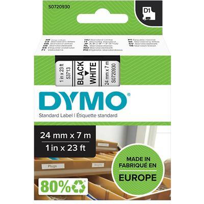 Ruban d'étiquettes D1 Dymo S0720930 / 53713 d'origine Autocollantes Noir  sur blanc 24 mm x 7 m