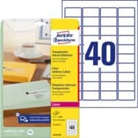 Étiquettes universelles Avery Zweckform L4770-25 QuickPEEL Transparent 45,7 x 25,4 mm 40 Feuilles de 25 Étiquettes