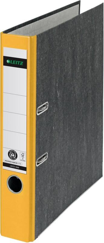 Classeur à levier Leitz Étroit 180° A4 52 mm Jaune 2 Anneaux 1050 Carton Effet Marbre Portrait