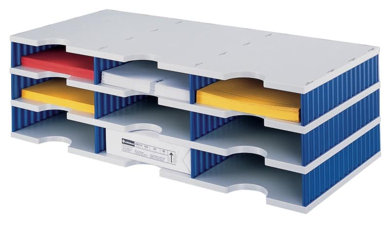 Trieur à courrier Styro Gris, bleu C4 9 compartiments