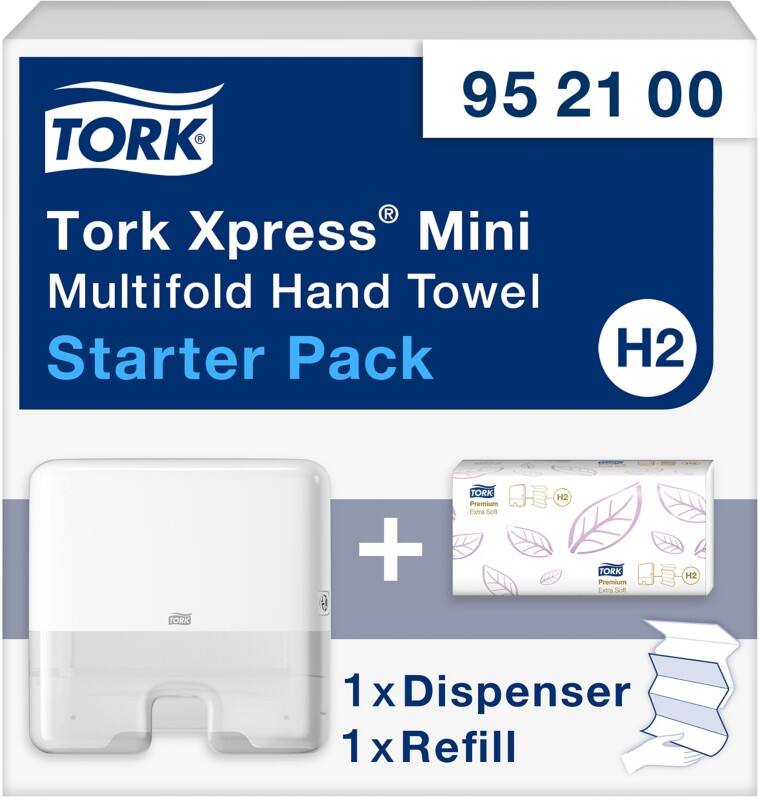 Distributeur d'essuie-mains Tork Xpress Mini 952100 H2 Plastique Verrouillable Manuel Blanc