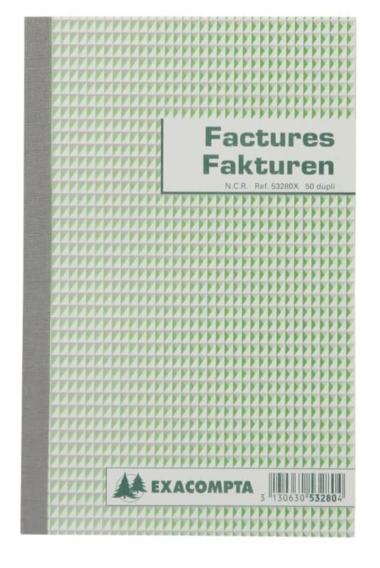 Carnet de factures bilingue Exacompta 53280 Blanc, vert 13,5 x 21 cm 25 feuilles