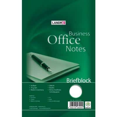 Bloc-notes LANDRÉ Office A5 Vert Reliure supérieure Couverture en carte Collé Réglure unie 50 feuilles