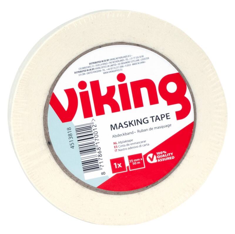 Ruban de masquage Viking Blanc 25 mm (l) x 50 m (L) Papier crépon Faible bruit