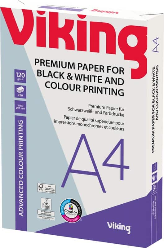 Papier imprimante Viking Advanced Colour Printing A4 120 g/m² Lisse Blanc 169 CIE 250 feuilles