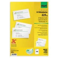 Cartes de visite Sigel 3C Blanc Lisse 225 g/m² 85 x 55 mm C5/6 10 Feuilles de 10 Unités