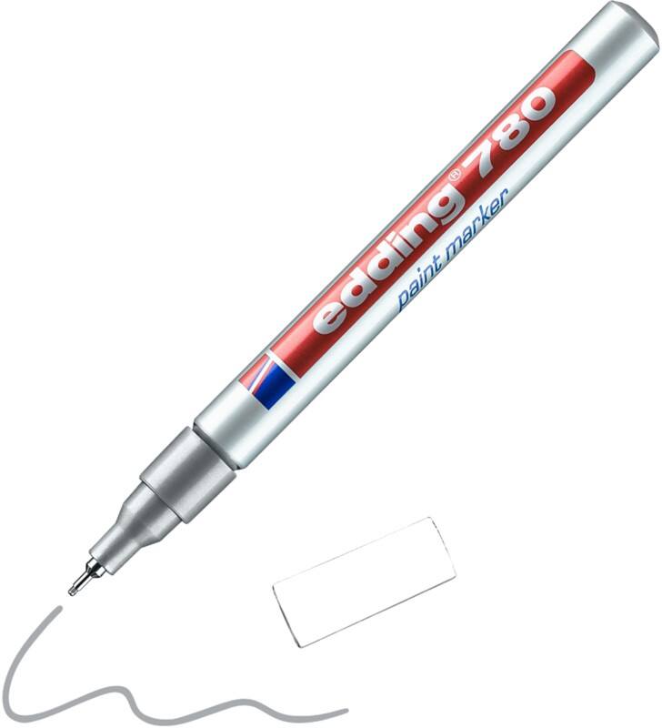 Marqueur peinture edding 780 Permanent Argent Extra fin Aiguille 0,8 - 1 mm Résistant à l'eau
