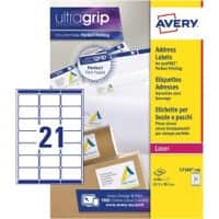 Étiquettes d’adresse Avery L7160-100 Autocollantes 63,5 x 38,1mm Blanc 100 Feuilles de 21 Étiquettes