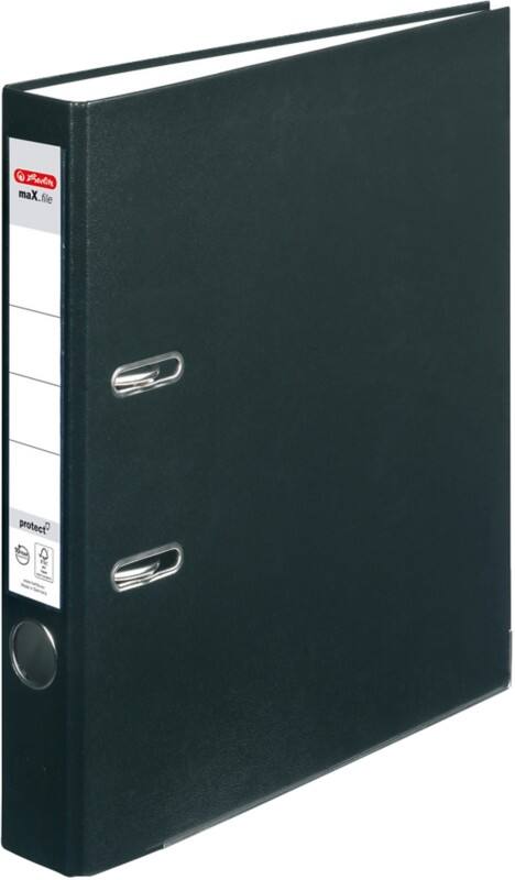 Classeur à levier herlitz Étroit maX,file protect A4 50 mm Noir 2 Anneaux 5450804 Plastique Relief Portrait