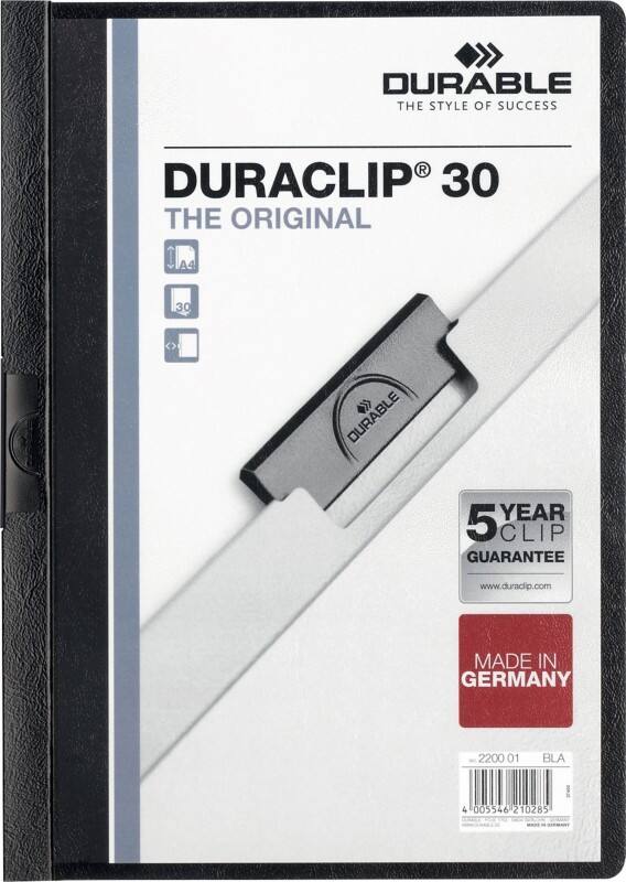 Farde à clip DURABLE Duraclip A4 Noir Polypropylène Dos : 3 mm