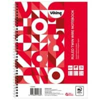 Carnet de notes Viking A5+ Ligné Reliure en spirale Papier Blanc, rouge Perforé 160 Pages 5 Unités de 80 Feuilles