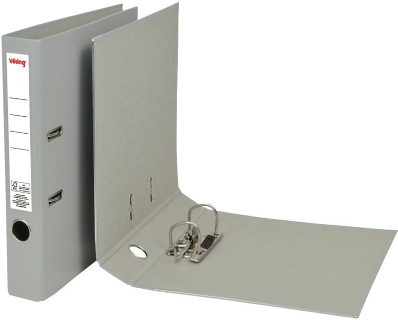 Classeur à levier Viking Étroit A4 50 mm Gris 2 Anneaux Plastique Mat Portrait