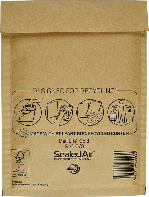 Pochette d’envoi à bulles Mail Lite C/0 Doré Sans Fenêtre 150 (L) x 210 (H) mm Bande adhésive 79 g/m² 100 Unités