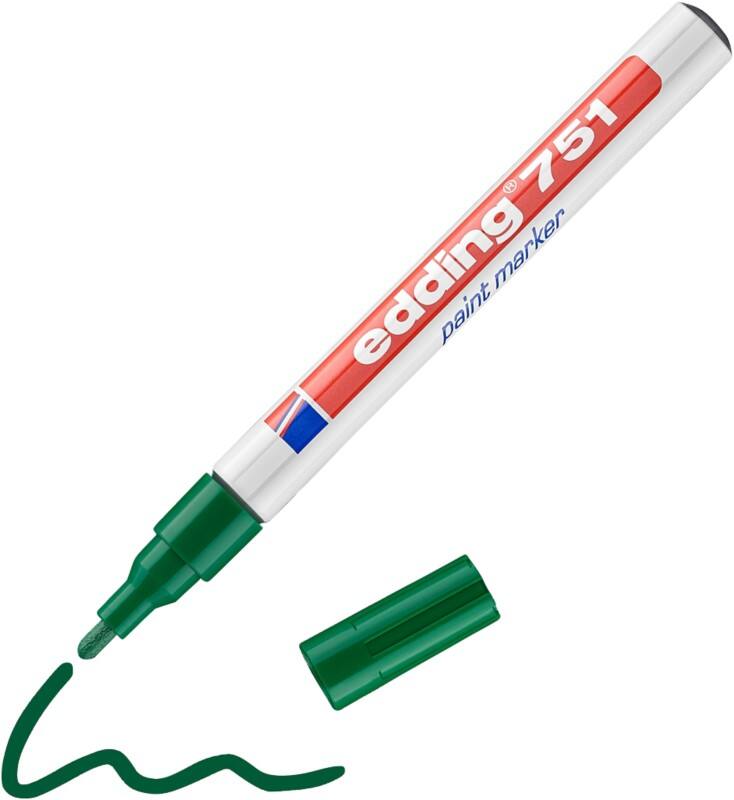 Marqueur peinture edding 751 Permanent Vert Moyen Ogive 1 - 2 mm Résistant à l'eau
