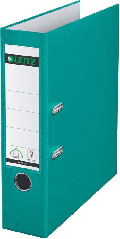 Classeur à levier Leitz Large 180° A4 82 mm Turquoise 2 Anneaux 1010 Carton Mat Portrait
